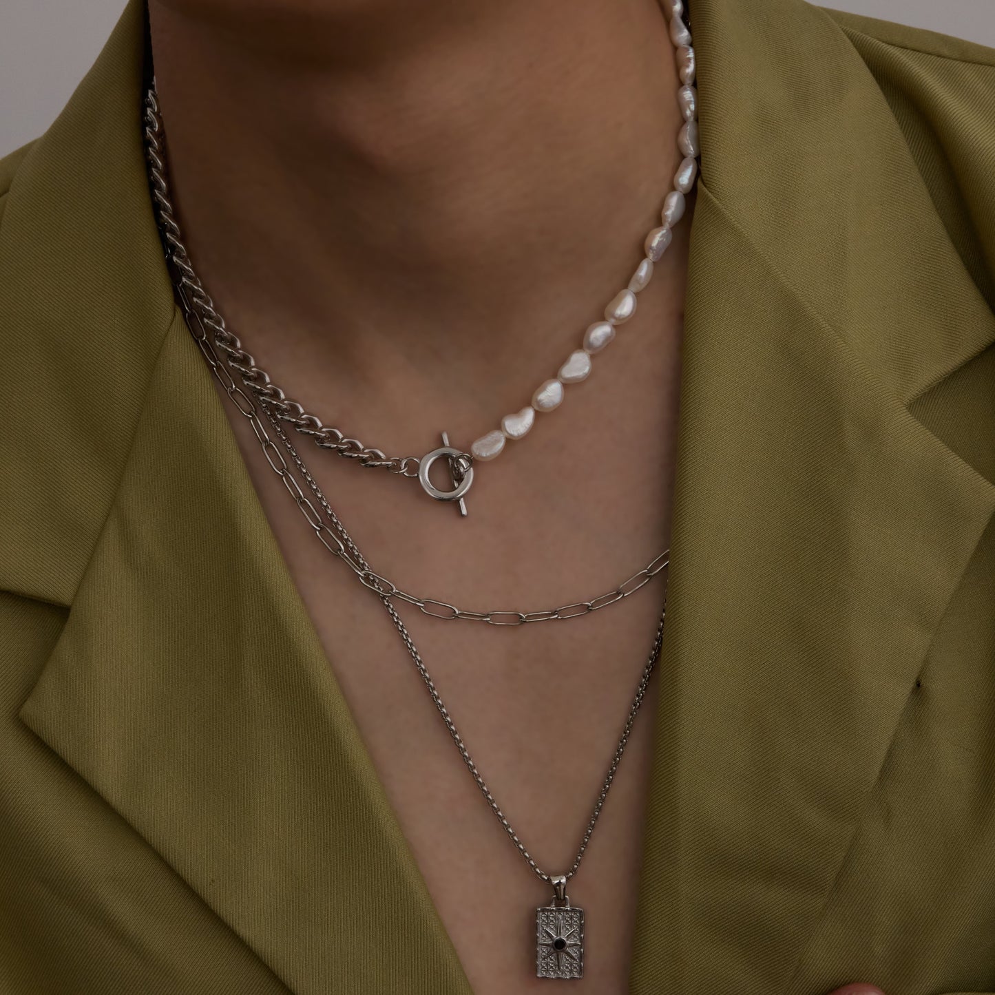 Onyx Necklace Silver