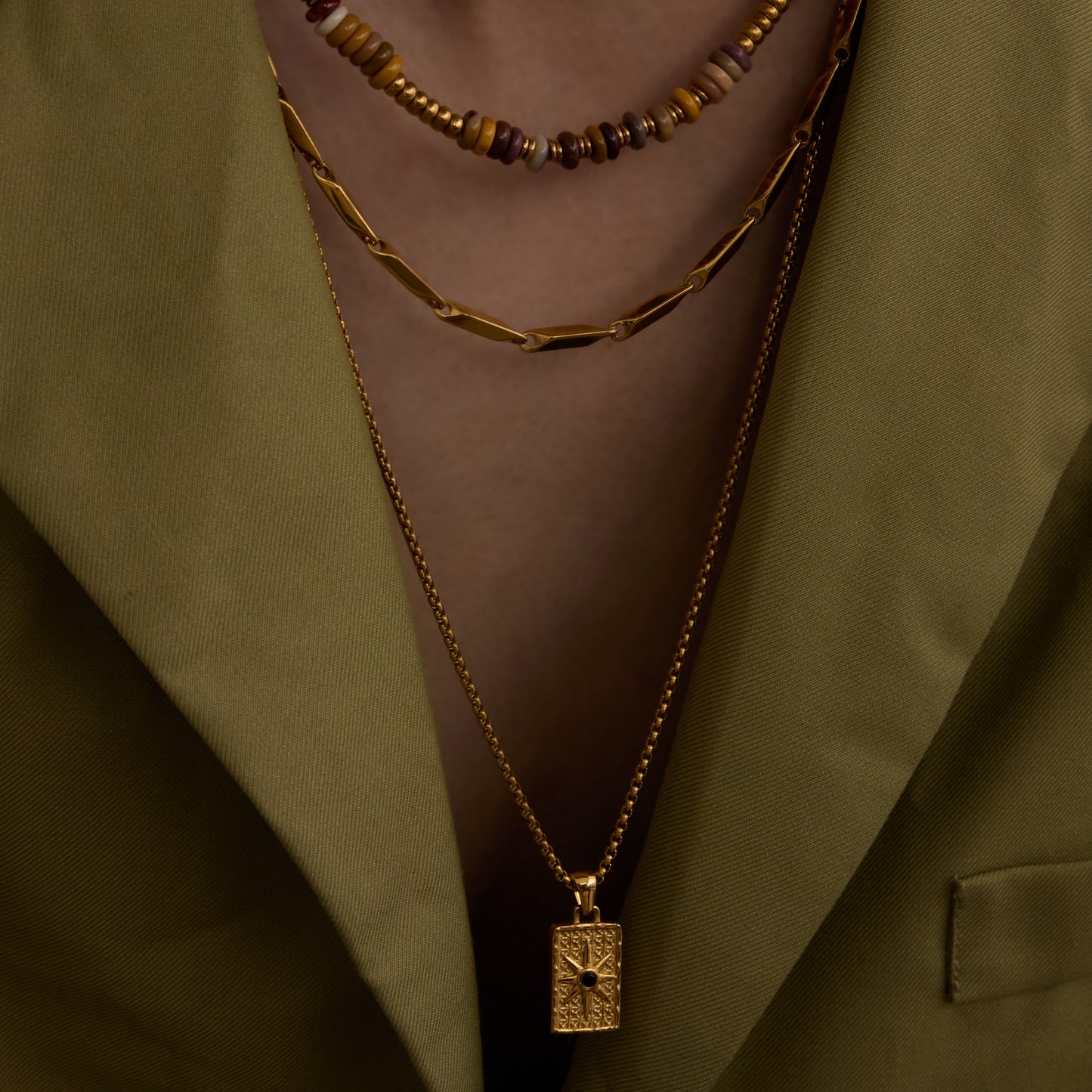 Onyx Necklace Gold