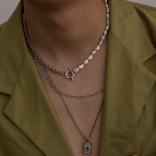 Onyx Necklace Silver