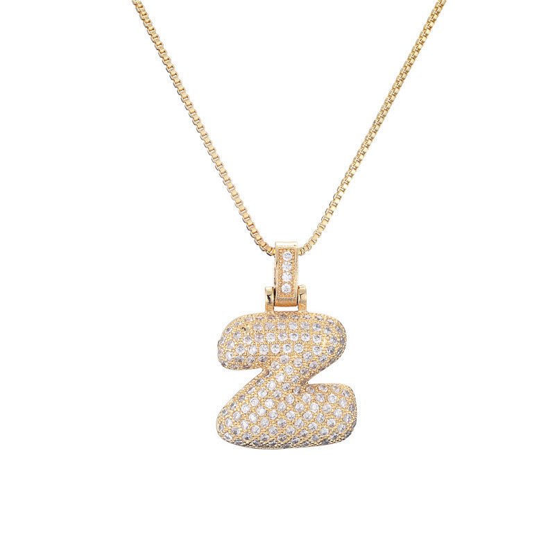 Pave Bubble Initial Necklace