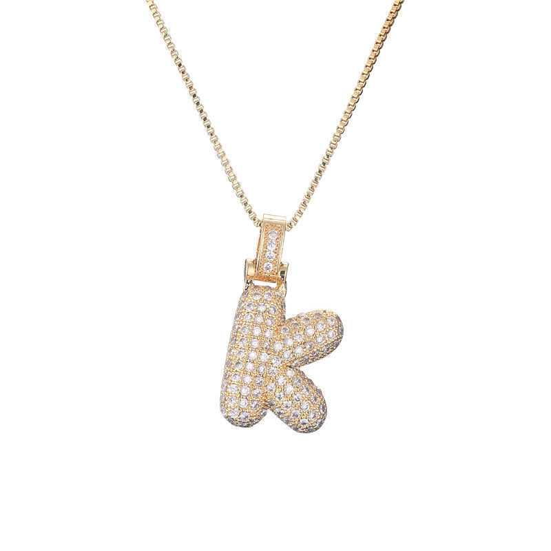 Pave Bubble Initial Necklace
