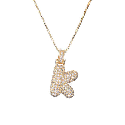 Pave Bubble Initial Necklace
