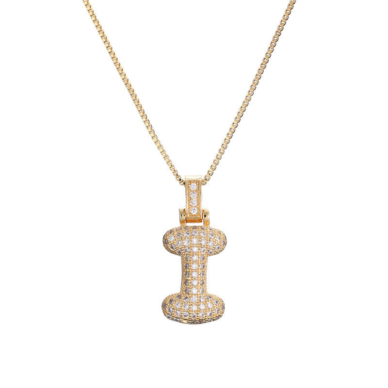 Pave Bubble Initial Necklace