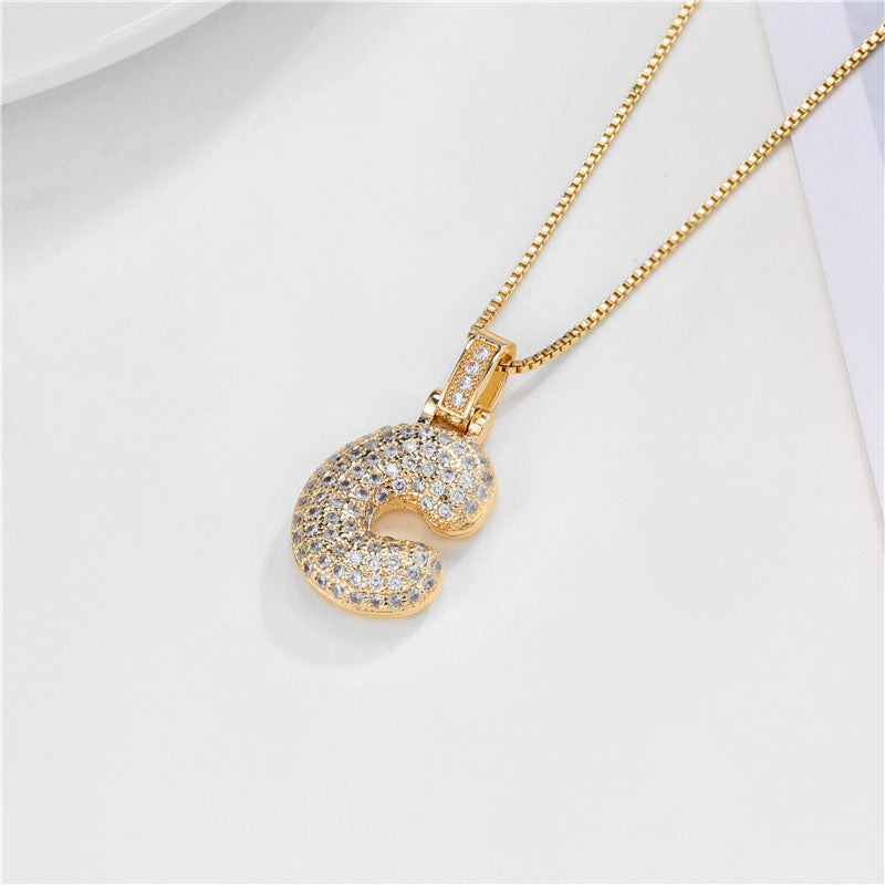 Pave Bubble Initial Necklace