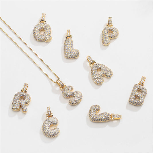 Pave Bubble Initial Necklace